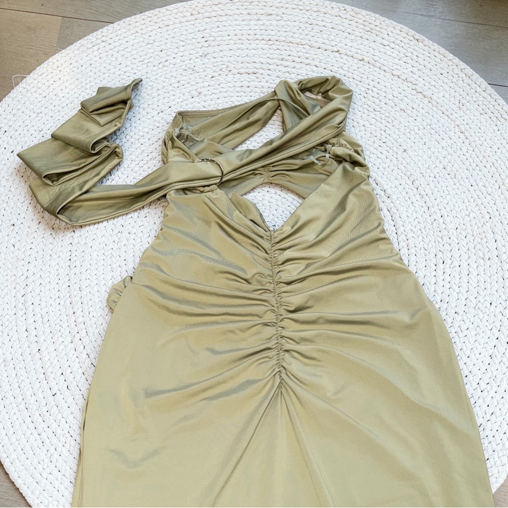 Peppermayo Olive Green One-Shoulder Maxi Dress - Picture 7 of 9